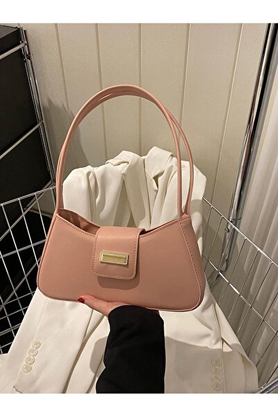 İAMBTŞY Κλασική γυναικεία τσάντα μπαγκέτα - με κάλυμμα και αγκράφα