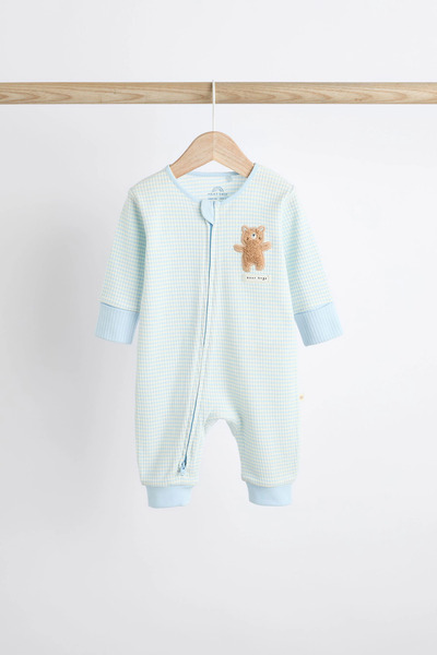 Next Baby % 100 Organik Pamuklu Mavi Ayı Desenli Ayaksız 3'lü Uyku Tulumu ALY01347