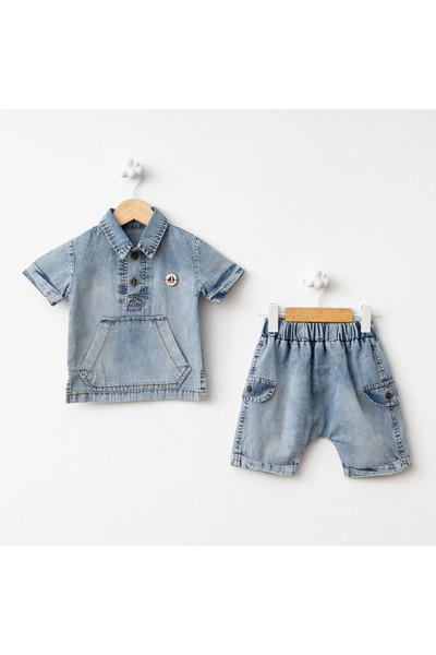 Baby Fou Men's Shirt Suit Blue