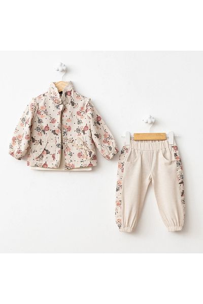 Baby Fou Red Rose Printed Coat Set