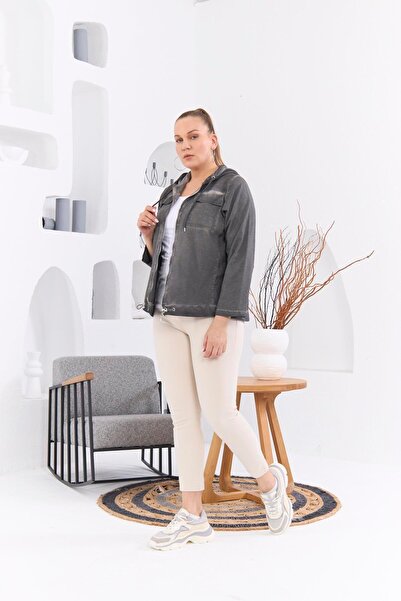 RMG Large Size Smoke Jacket - Hooded and Zipper Detailed