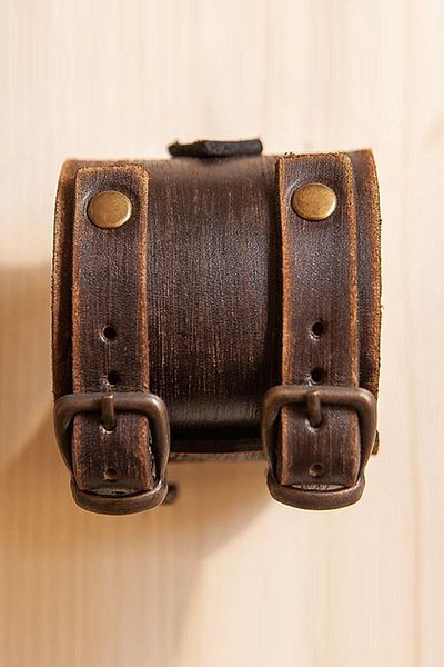 NARKİSSOS Johnny Depp Handcrafted Distressed Brown Men's Leather Bracelet