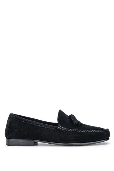 D LEPORI Men's Genuine Leather Black Suede Loafer - D.LEPORI