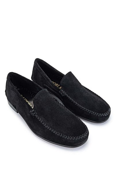 D LEPORI Men's Genuine Leather Black Suede Loafer - D.LEPORI