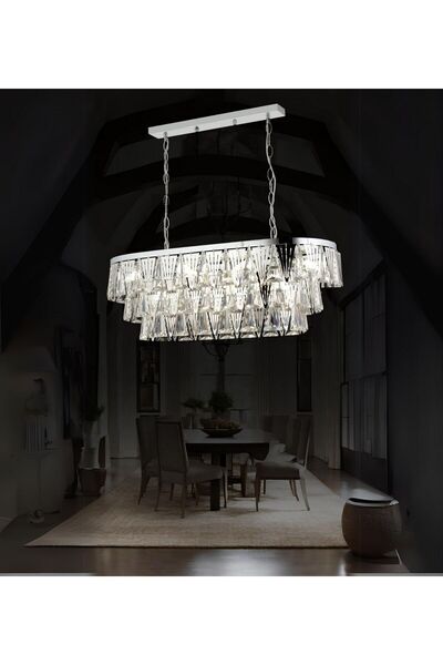 RONİSU AYDINLATMA Miray Yemek Masası Taşlı Avize  Kristal Cam Taşlı Lüks Yeme...
