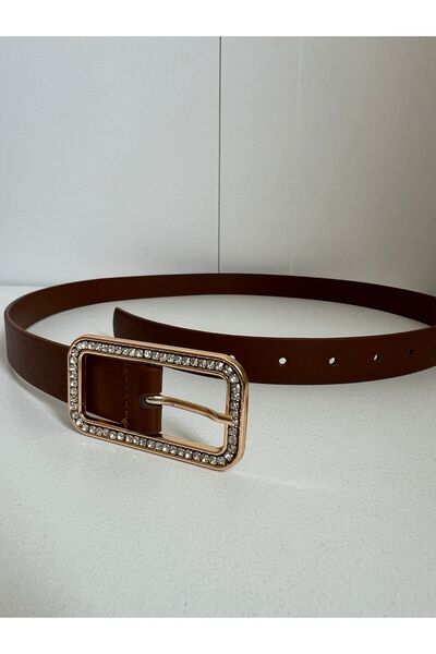 Eksibir Taşlı Tokalı Kemer Kadın Kemeri Elbise Kemeri Pantolon Kemeri
