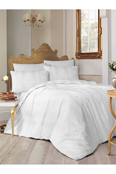 Altınbaşak Nobby Beyaz %100 Pamuklu Çift Kişilik Nevresim