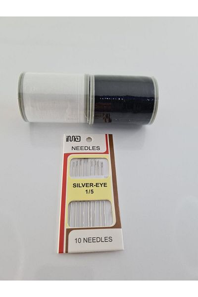 efmues Black and White Sewing Thread and Needle Set