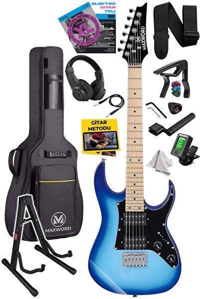 Maxword De-150bl-st Maple Klavye Hh Manyetik Yüksek Kaliteli Elektro Gitar Seti