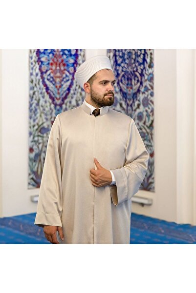 İkranur Lüks Hafız Hakim Yaka Sade Imam Cübbesi Vizon