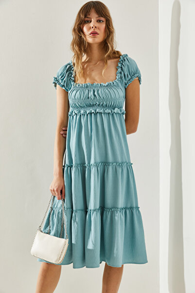 Bianco Lucci Rochie de damă Ayrobin cu guler pătrat cu 3 straturi - 60251285