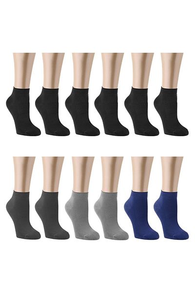 Ozzy Socks 12 чифта бамбукови мъжки безшевни ботуши, чорапи, 4 сезона, издръжлива пета и пръсти, тъмни цветове