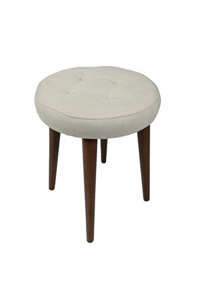 Ünüvar Konsept Tabure Puf Krem - Ceviz Ayak