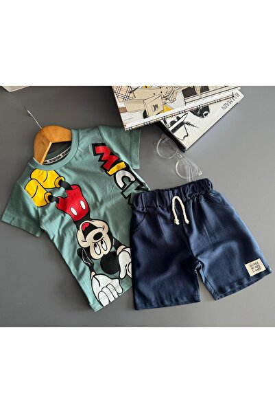 lorio kids Muški set - MIKIJI ŠTAMPAN, gornji deo od pamuka, donji deo od lan...