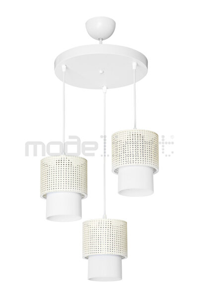 Modelight DALYA 3LÜ AVİZE BEYAZ HASIR - OPAL OPTİK SALON-OTURMA-ÇOCUK-YEMEK-YATAK ODASI--ANTRE-MUTFAK