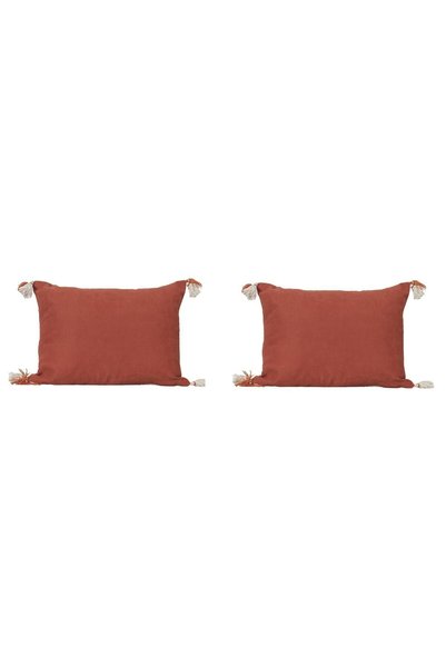 GOCCIA HOME Set de 2 huse de pernă cu ciucuri pe ambele părți, culoare teraco...