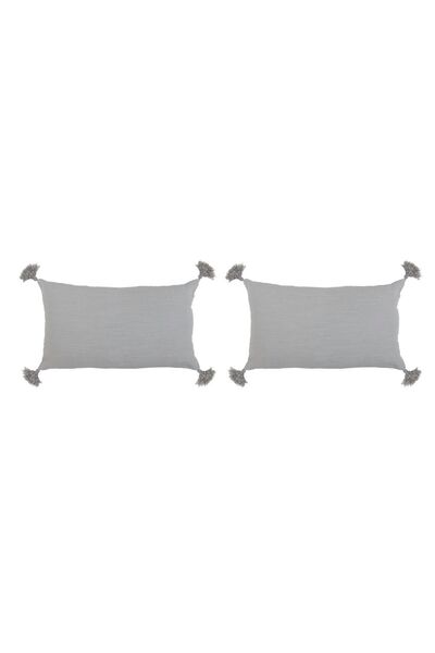 GOCCIA HOME Double Sided 2-Piece Tasseled Throw Pillow - Light Gray