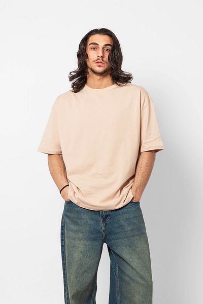Sekizbiraltı Μπεζ Premium Oversize Tshirt - 816 Design Basic