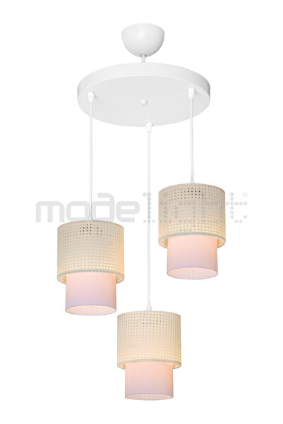 Modelight DALYA 3LÜ AVİZE BEYAZ HASIR - OPAL OPTİK SALON-OTURMA-ÇOCUK-YEMEK-YATAK ODASI--ANTRE-MUTFAK