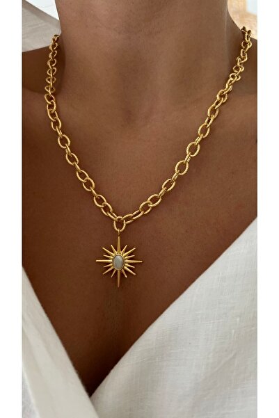 Vi store Beyaz Mineli Kutup Yıldızı Kolye