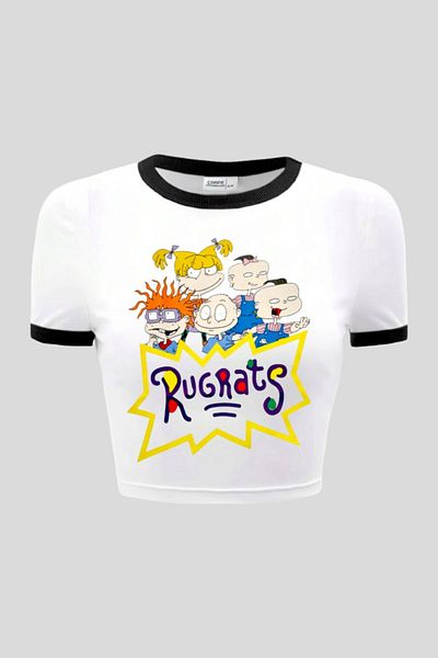 Carpe Rugrats Patterned Piping Crop Top