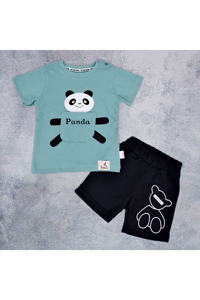 lorio kids Baby Boy Set - Panda Printed, Bottom and Top Combed Cotton