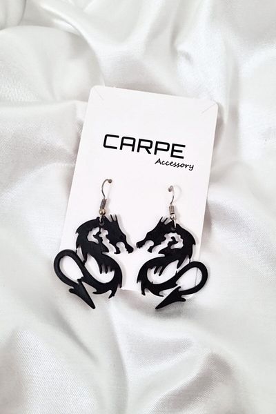 Carpe Dragon Metal Earrings Black