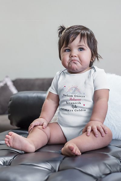 ADABEBEK 20405 Model Printed Aunt's Bodysuit for Baby Girl - Bodysuit with Snap Fasteners and Love Lettering