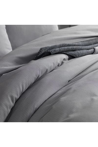 Doqu Home طقم غطاء لحاف فردي باللون الرمادي