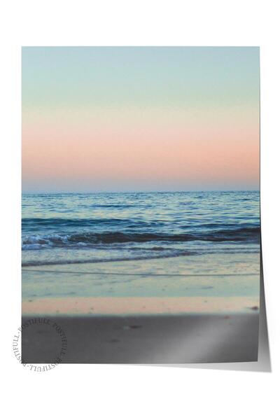 Postifull Çerçevesiz Poster, Yaz Temalı Tablo NO:79, Gün Batımında Plaj Fotoğ...