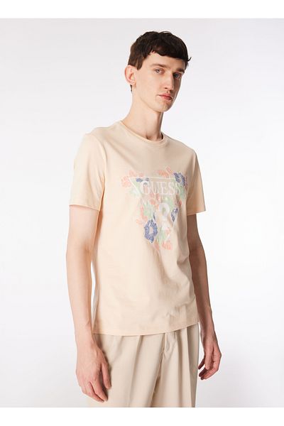Guess Ανδρικό T-Shirt Orange Crew Neck - Printed, M4GI11I3Z14A61E_SS CN FLOWERS TRIAN