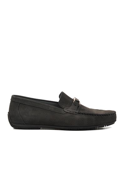 MARCOMEN 152-11087 Black Men's Loafer - Genuine Leather Nubuck Shoes