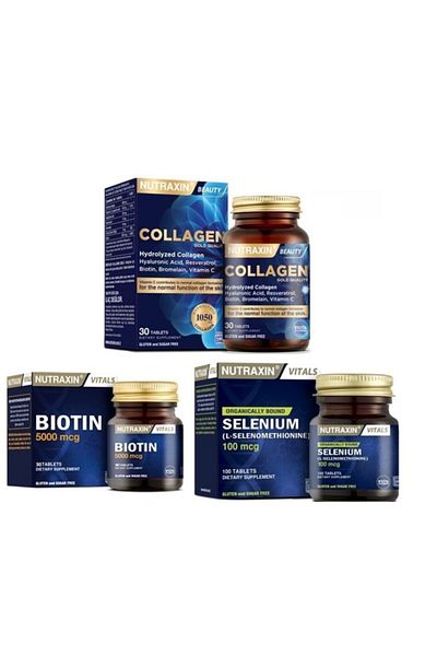 Nutraxin Bıotın 5000Mcg + Collagen 30 Tablets + Selenium 100Mcg - Hydrolyzed Winter