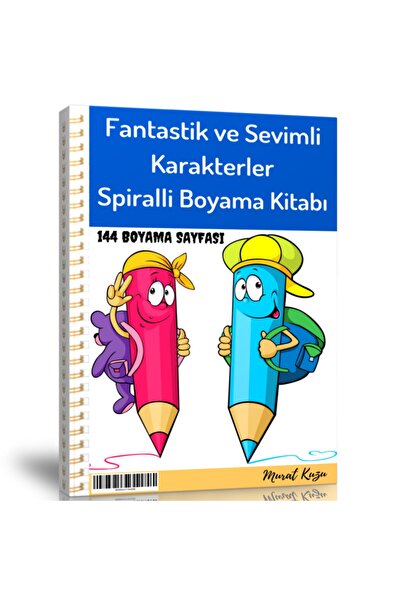 Enine Boyuna Eğitim Fantastic and Cute Characters Coloring Book with Spirals
