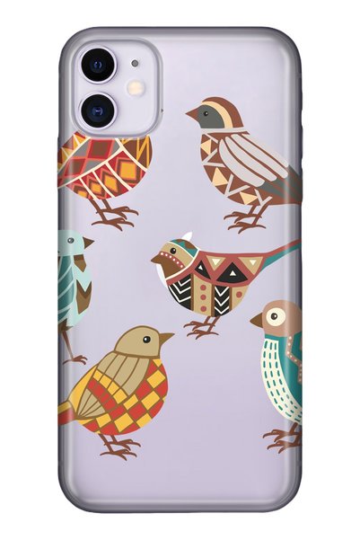 Cekuonline iPhone 11 Pure Modern Patterned Silicone Case Art Bird