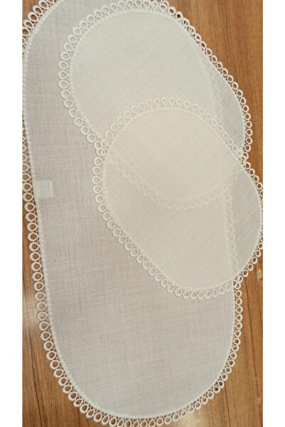 DUYGU KUMAŞ Damla Desen Güpür Detaylı Oval Oda Takımı Seti