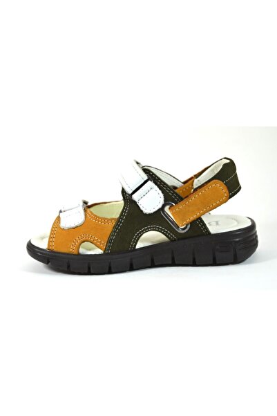 Bayrak 03 Справжня шкіра Хакі Горчиця Ортопедичні сандалі для хлопчиків