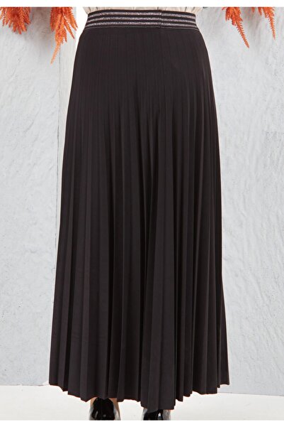 lodmela Elastic Waist Pleated Skirt 6018-Powder