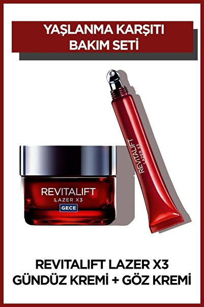 L'Oreal Paris Revitalift Lazer X3 Yoğun Yaşlanma Karşıtı Gece Kremi 50 Ml + L...