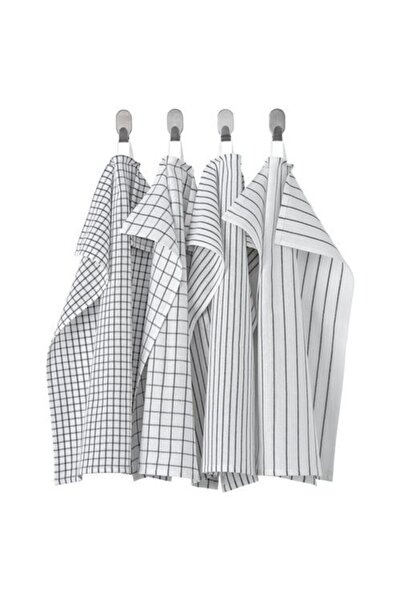 IKEA 4lü Mutfak El Havlusu Meridyendukkan Beyaz-gri Pamuk 45x60 Cm 4adet Kurulama Bezi