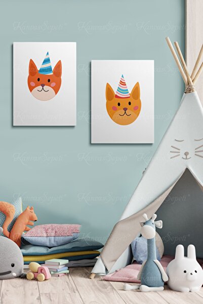 KanvasSepeti Tablou înrămat cu cadru de pânză cu model abstract decorativ pentru camerele băieților și fetelor