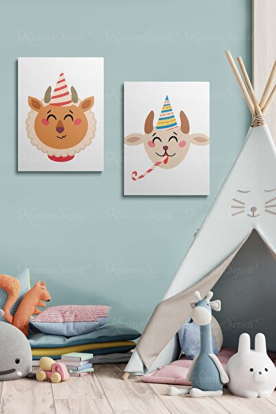 KanvasSepeti Tablou cu rame din pânză cu model abstract decorativ pentru camerele băieților și fetelor