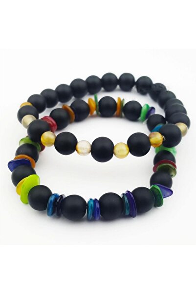 PİGADO Colorful Agate Onix Women's Bracelet Set