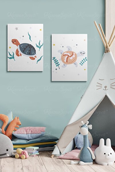 KanvasSepeti Tablou înrămat cu cadru de pânză cu model abstract decorativ pentru camerele băieților și fetelor