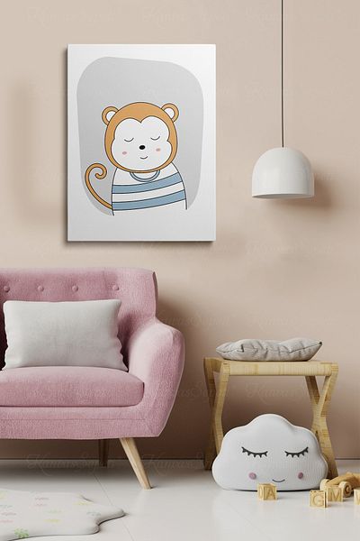 KanvasSepeti Tablou cu rama din panza cu model abstract decorativ pentru camerele copiilor