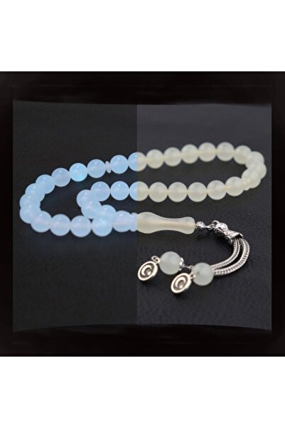 PİGADO Double Crescent and Star Tasseled Globe Cut Glow-In-The-Dark Rosary