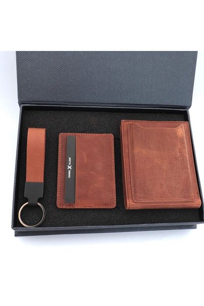 Daniel Klein Leather Wallet Card Holder Set Tan