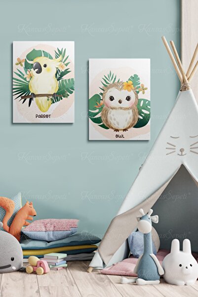 KanvasSepeti Tablou înrămat cu cadru de pânză cu model abstract decorativ pentru camerele băieților și fetelor