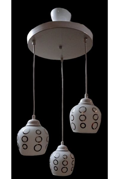 Uçar Mirrored Glass Pendant Lamp 3 Piece White