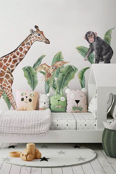 TUGİBU Σετ αυτοκόλλητα τοίχου Giraffe με θέμα τα ζώα
